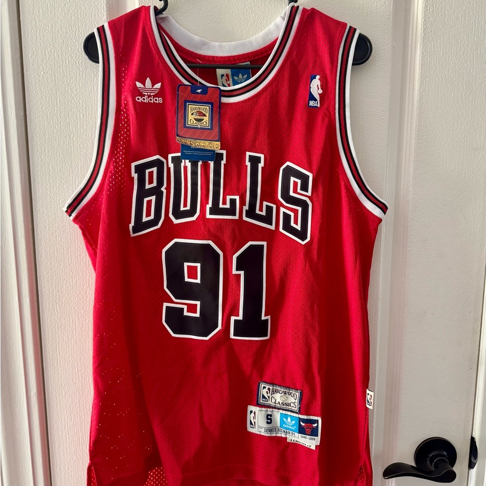 Chicago Bulls Dennis Rodman #91 Hardwood Classics Adidas Jersey Small NEW
